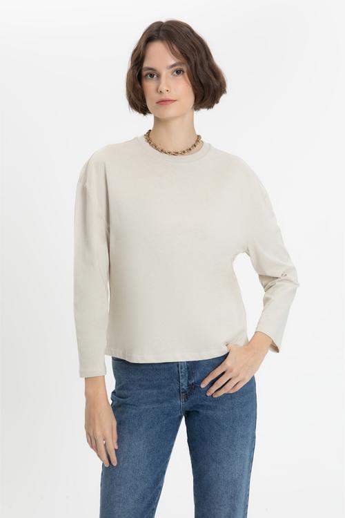  BİSİKLET YAKA UZUN KOLLU  BASIC T-SHIRT