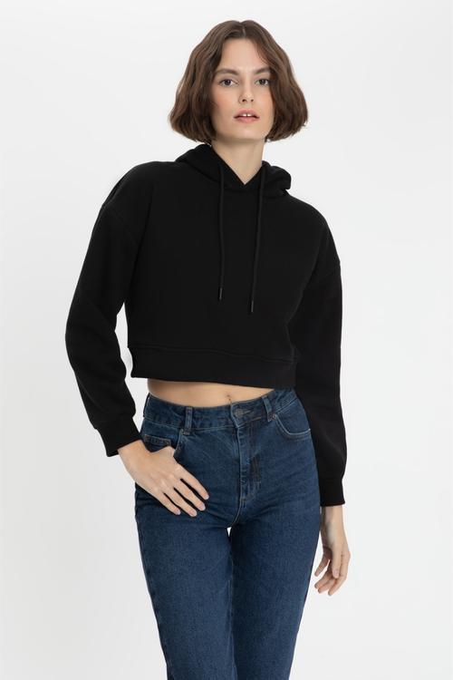  KAPÜŞONLU CROP SWEATSHIRT