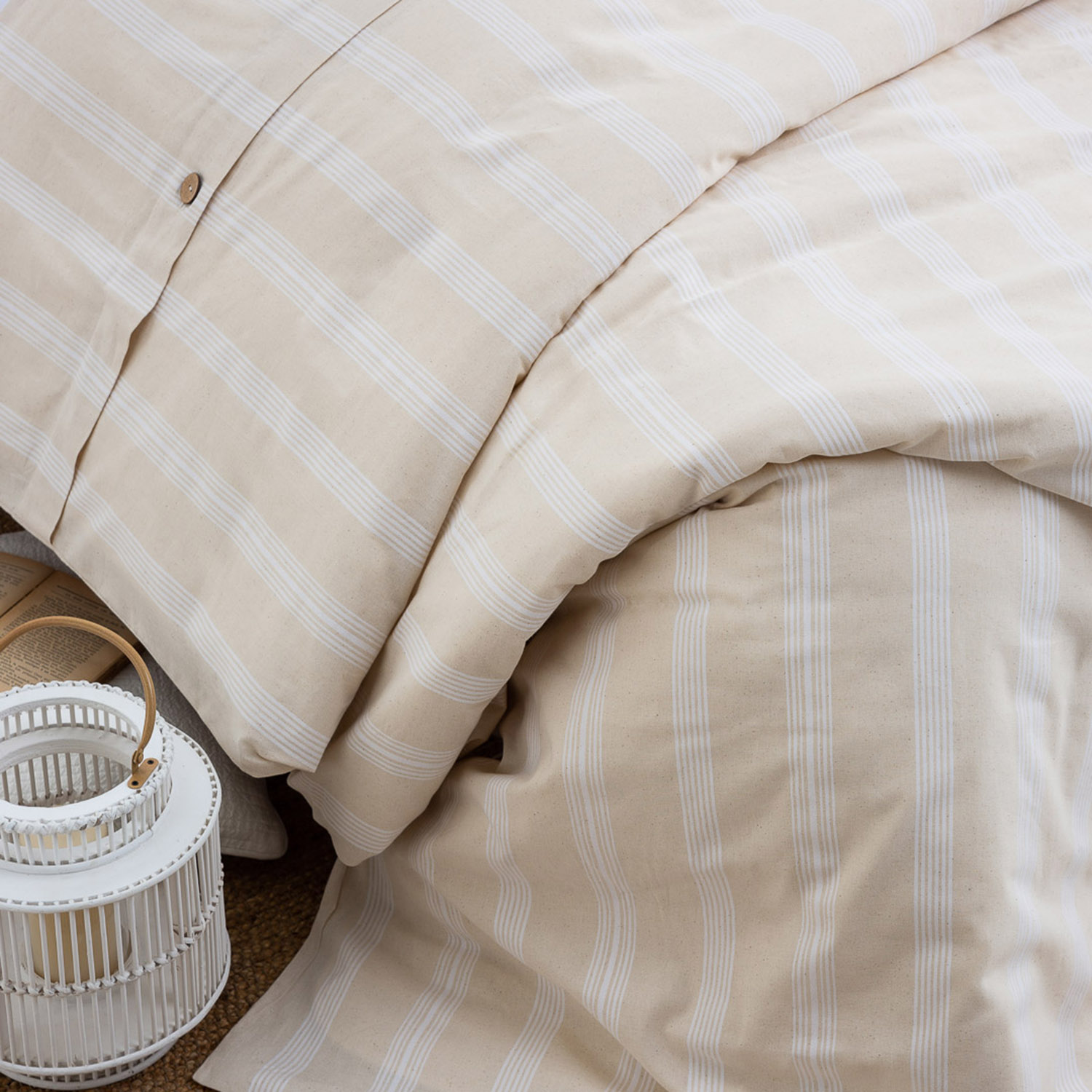 BRIE ÇİFT KİŞİLİK NEVRESİM TAKIMI BEJ 200X220