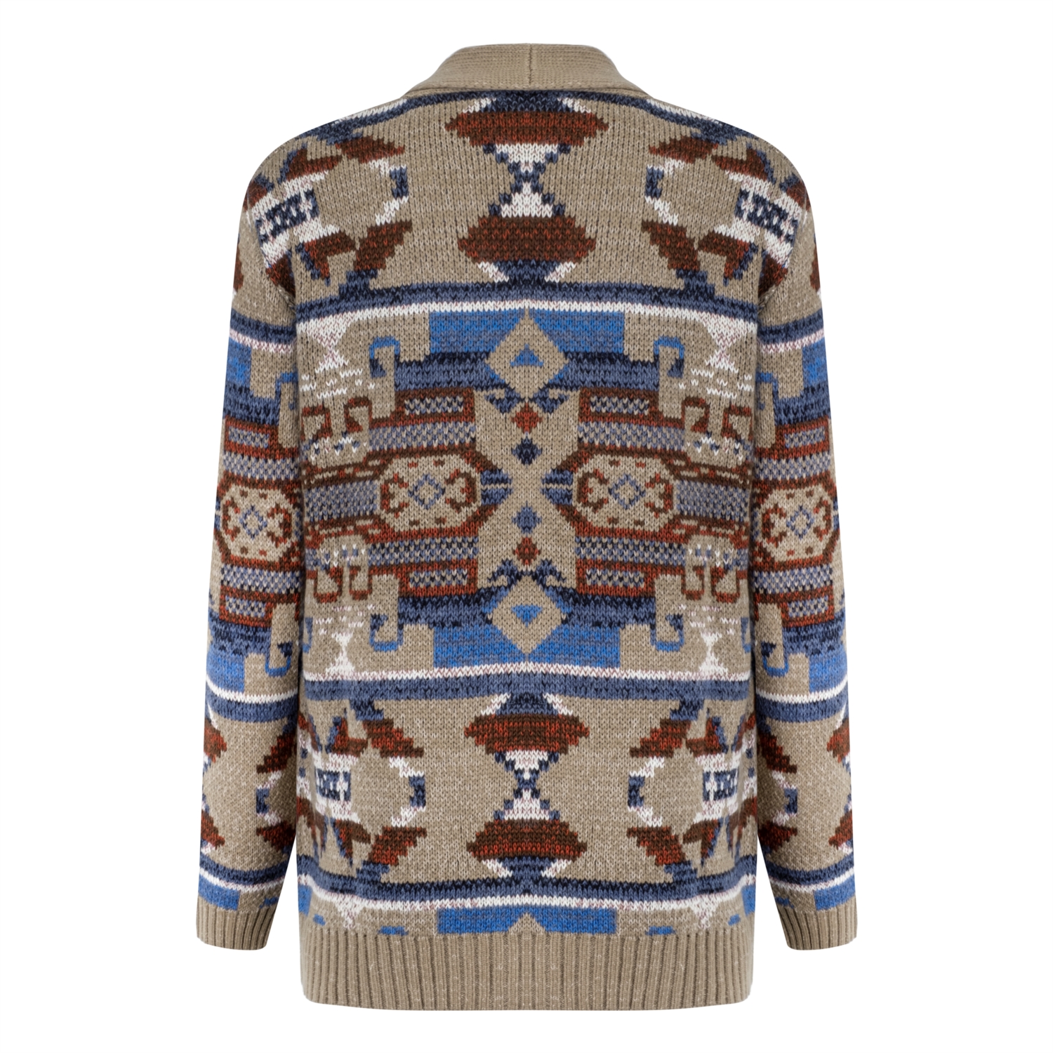 ETNİK DESENLİ ŞAL YAKA HIRKA