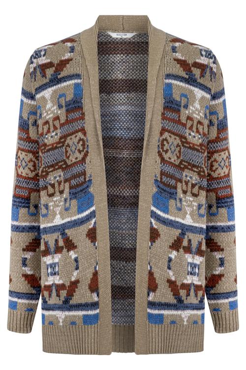  ETNİK DESENLİ ŞAL YAKA HIRKA