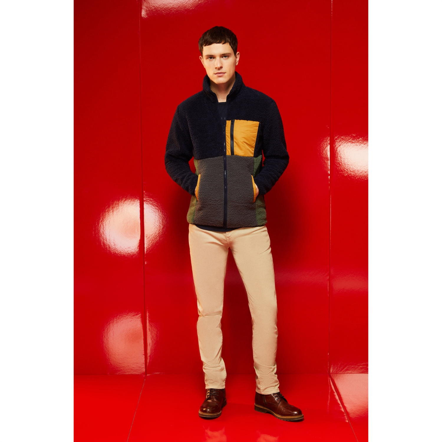 RENK BLOKLU FERMUARLI POLAR SWEATSHIRT