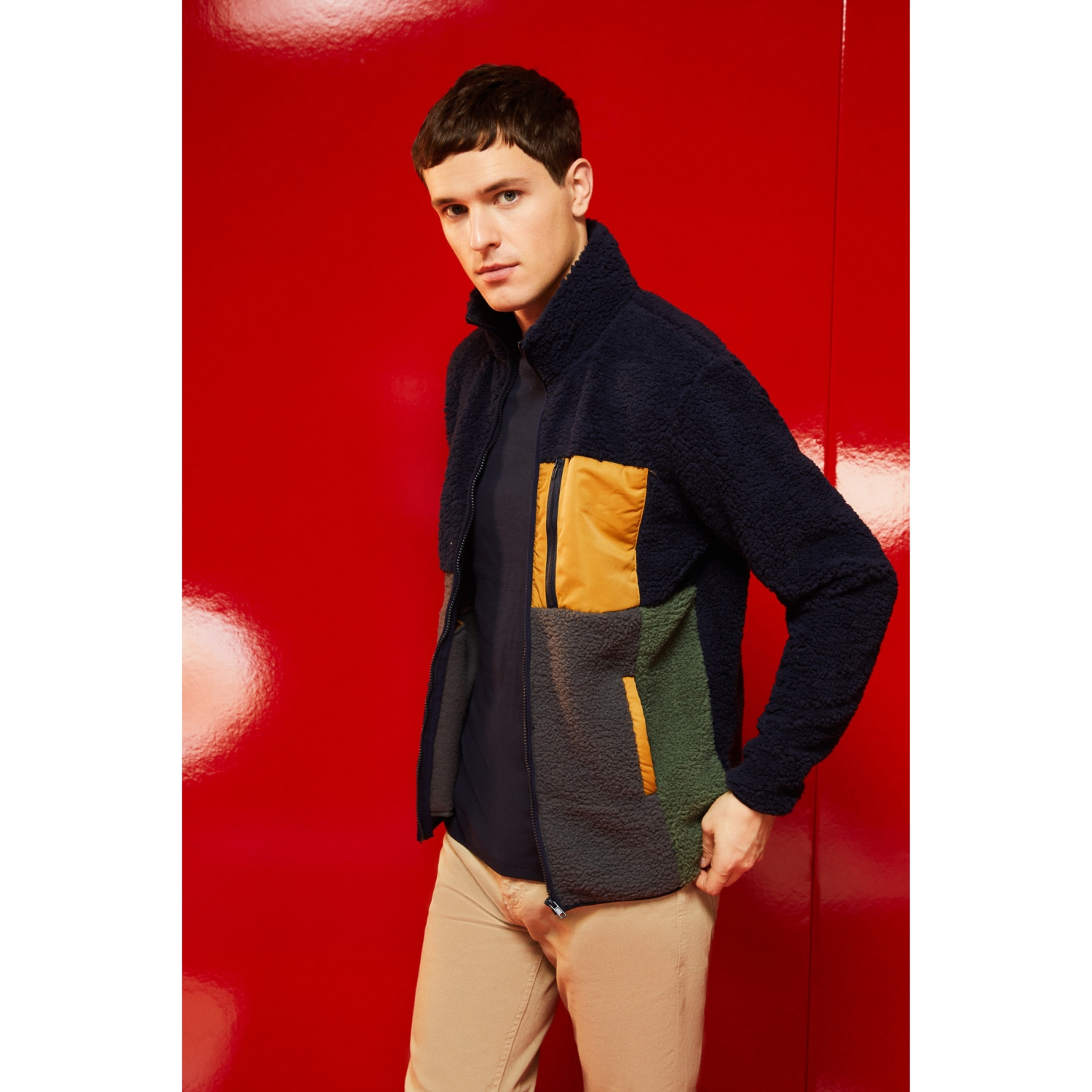 RENK BLOKLU FERMUARLI POLAR SWEATSHIRT