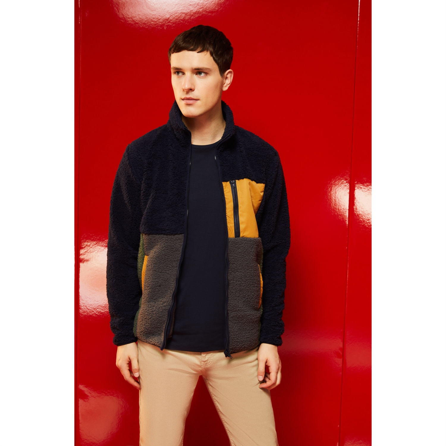 RENK BLOKLU FERMUARLI POLAR SWEATSHIRT