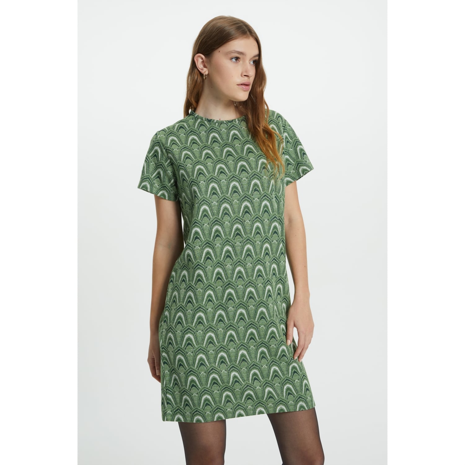 JAKARLI KISA KOLLU ETNİK MİNİ ELBİSE