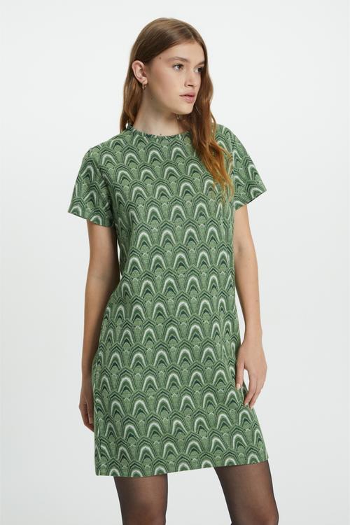  JAKARLI KISA KOLLU ETNİK MİNİ ELBİSE