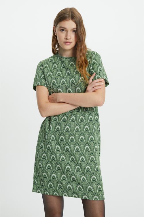  JAKARLI KISA KOLLU ETNİK MİNİ ELBİSE