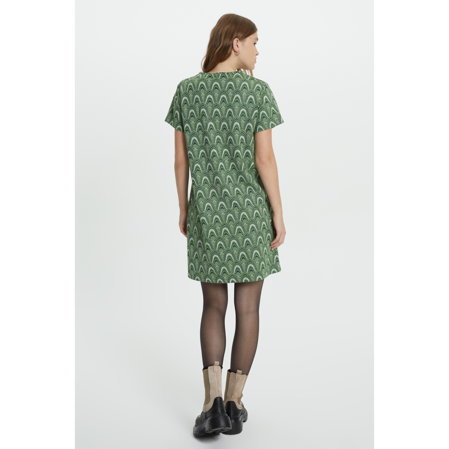 JAKARLI KISA KOLLU ETNİK MİNİ ELBİSE