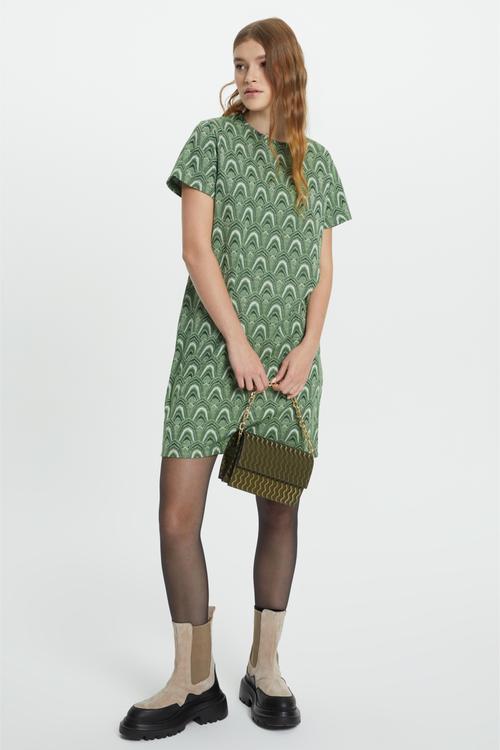  JAKARLI KISA KOLLU ETNİK MİNİ ELBİSE