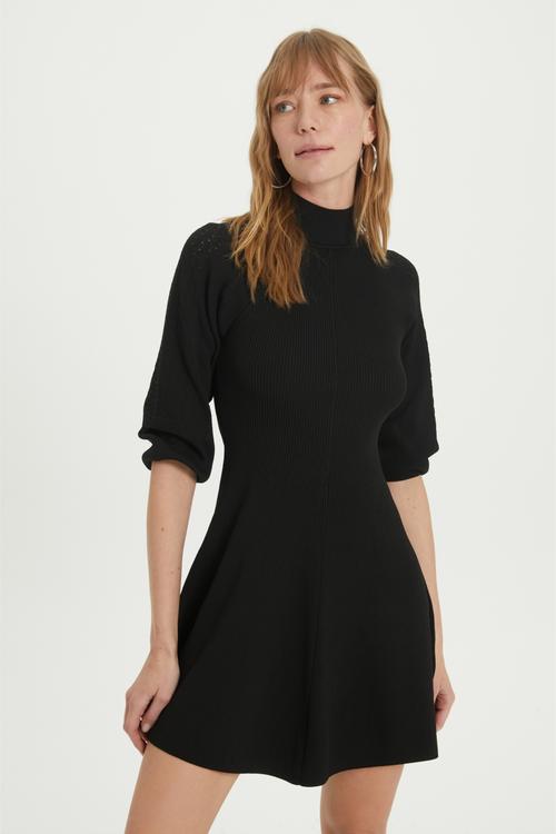  UZUN KOLLU TRİKO MİNİ KLOŞ ELBİSE