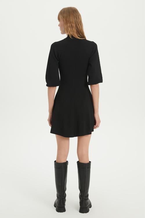  UZUN KOLLU TRİKO MİNİ KLOŞ ELBİSE