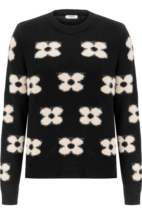  ÇİÇEKLİ BİSİKLET YAKA TRİKO KAZAK