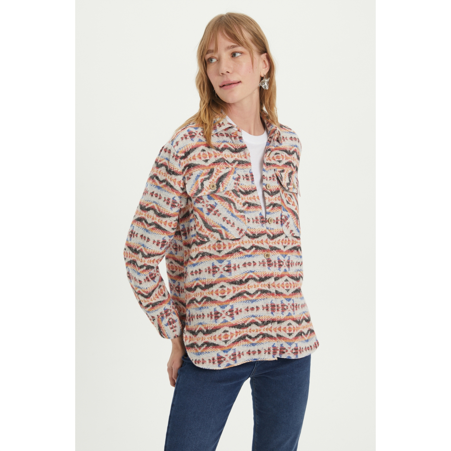 ETNİK DESENLİ REGULAR FIT GÖMLEK