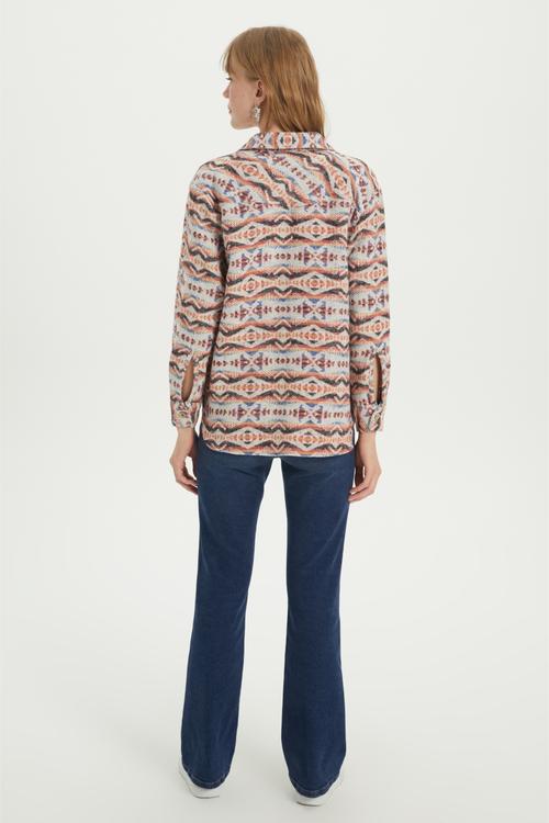  ETNİK DESENLİ REGULAR FIT GÖMLEK