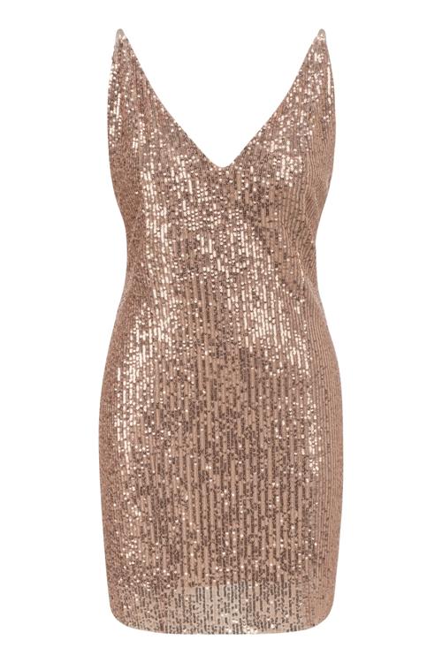  İNCE ASKILI PAYETLİ MİNİ ELBİSE