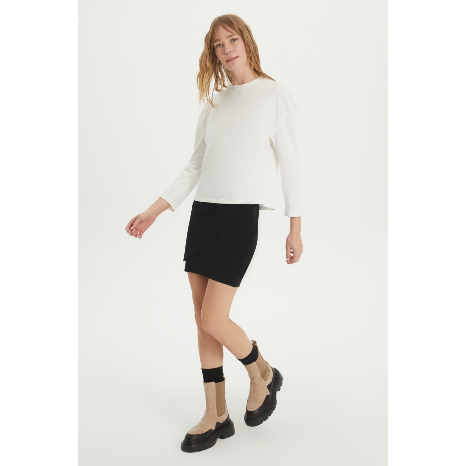 BİSİKLET YAKA UZUN KOLLU  BASIC T-SHIRT