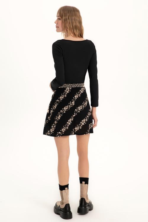  ÇİÇEK DESENLİ A FORM MİNİ ETEK