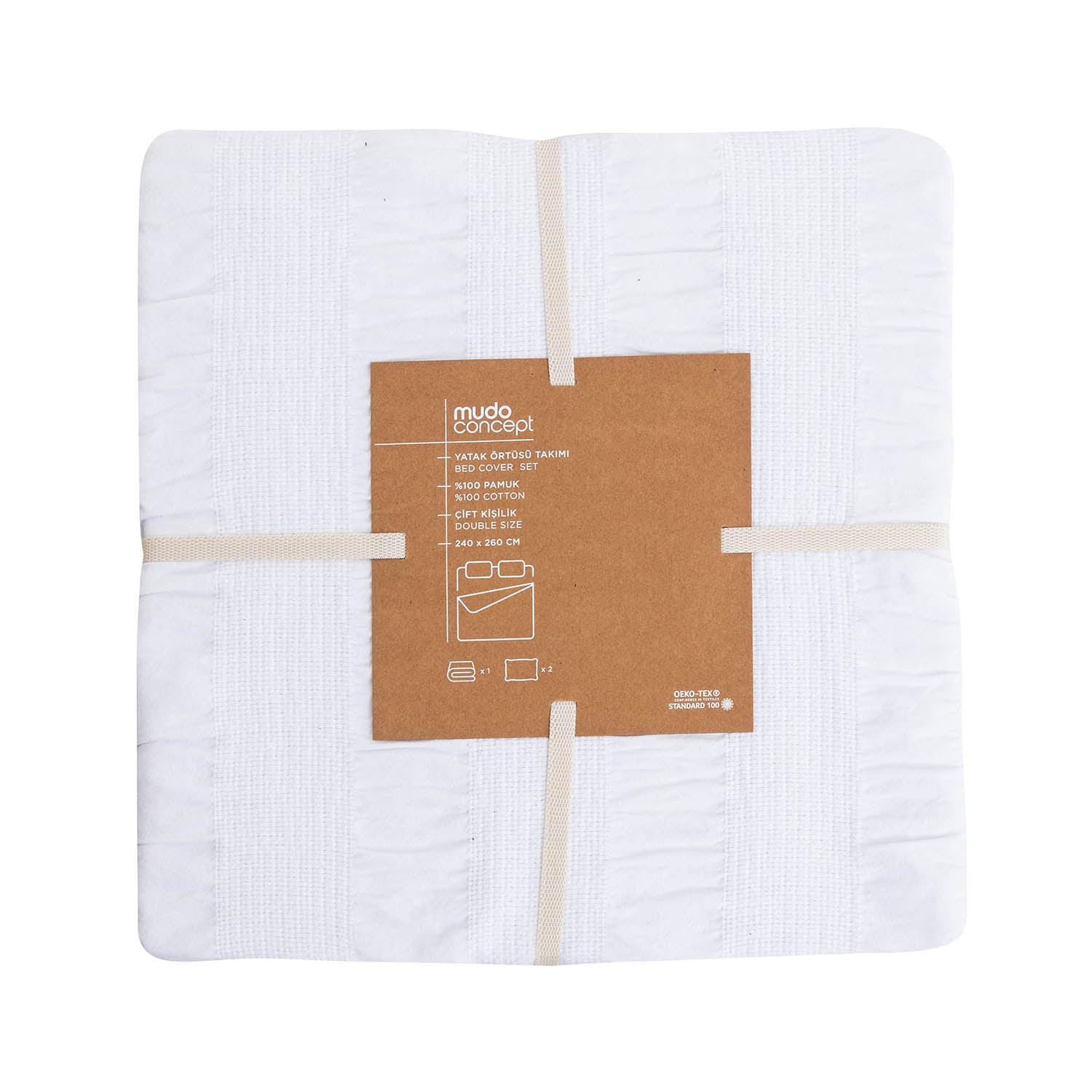 CURTIS YATAK ÖRTÜSÜ TAKIMI ÇİFT KİŞİLİK BEYAZ 240X260