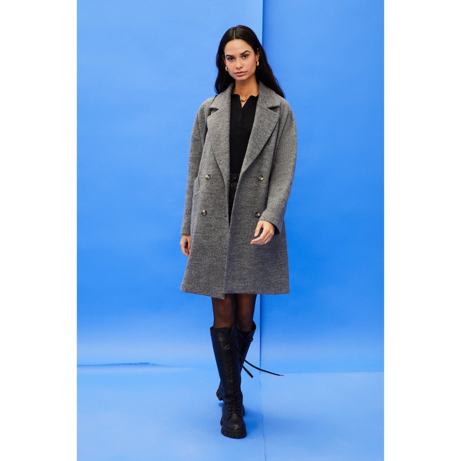 DÜĞMELİ KAŞE PALTO