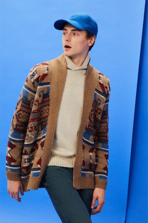  ETNİK DESENLİ ŞAL YAKA HIRKA