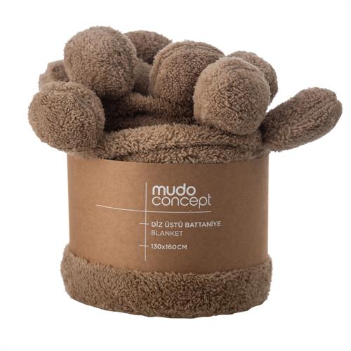  PONPONLU DİZ ÜSTÜ BATTANİYE BEJ 130X160