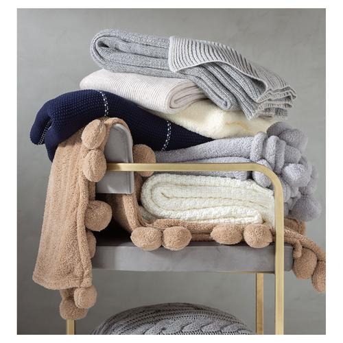  PONPONLU DİZ ÜSTÜ BATTANİYE BEJ 130X160