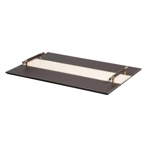  PIEL DERİ DEKORATİF TEPSİ KAHVE-KREM 30X44CM