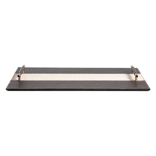  PIEL DERİ DEKORATİF TEPSİ KAHVE-KREM 30X44CM