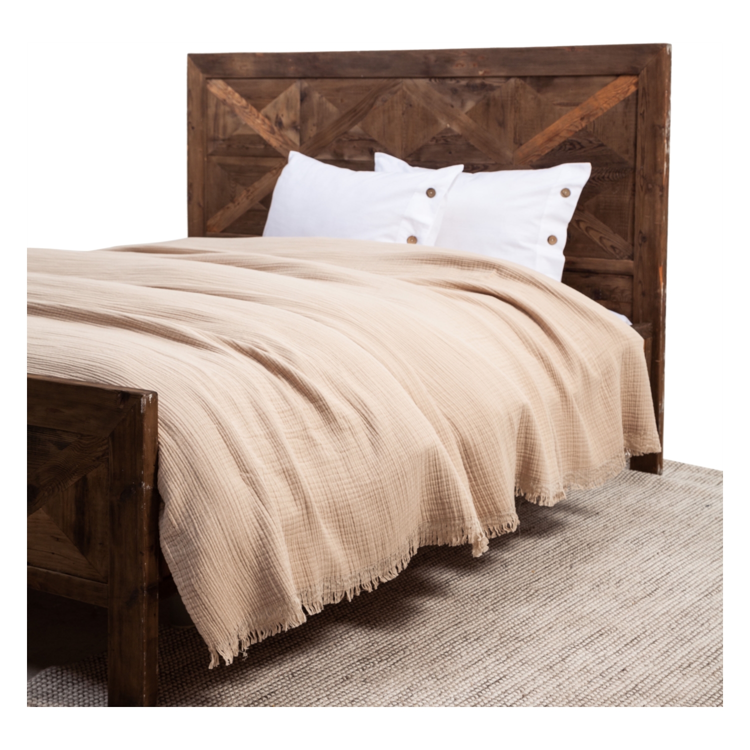 MÜSLİN ÇİFT KİŞİLİK PİKE BEJ 240X240