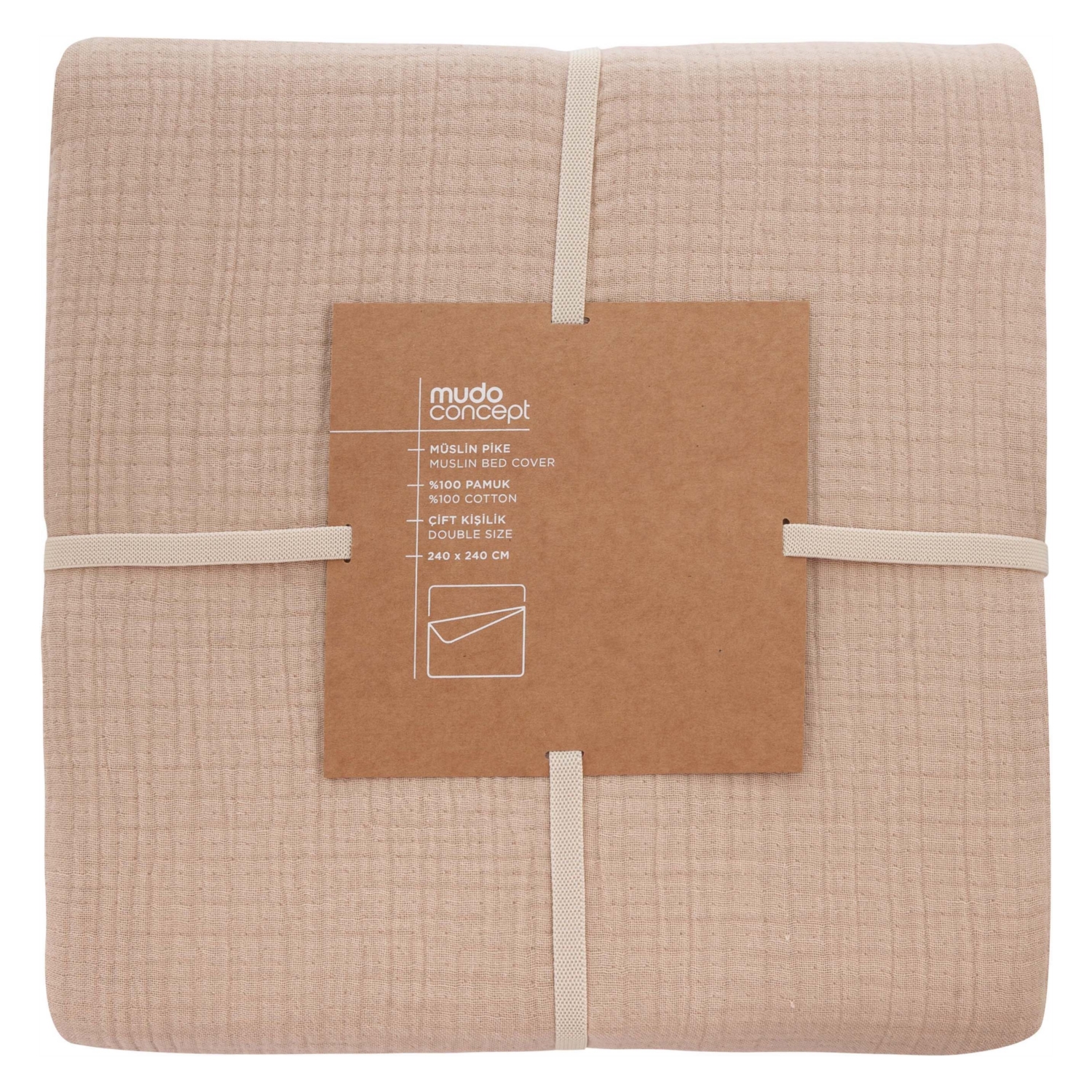 MÜSLİN ÇİFT KİŞİLİK PİKE BEJ 240X240