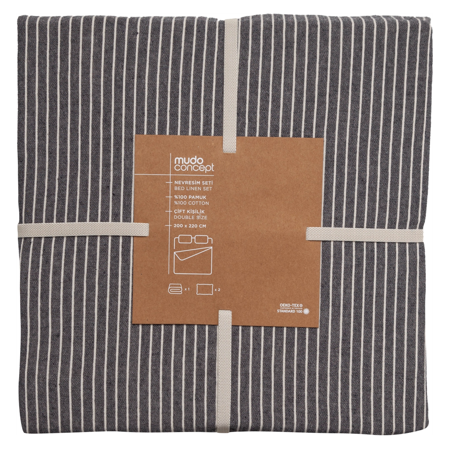 KADE NEVRESİM SETİ ÇİFT KİŞİLİK ANTRASİT 200X220