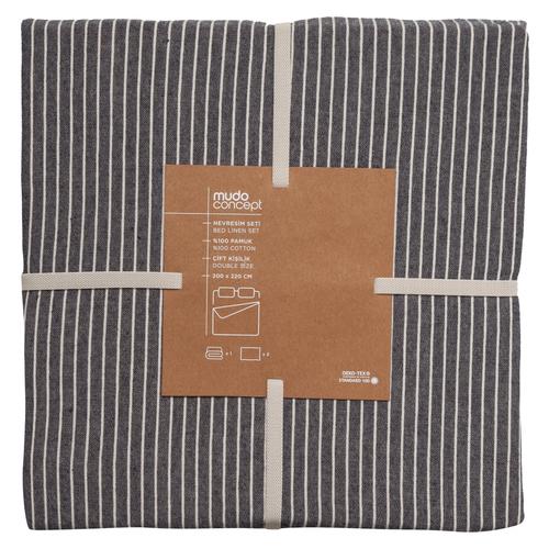  KADE NEVRESİM SETİ ÇİFT KİŞİLİK ANTRASİT 200X220