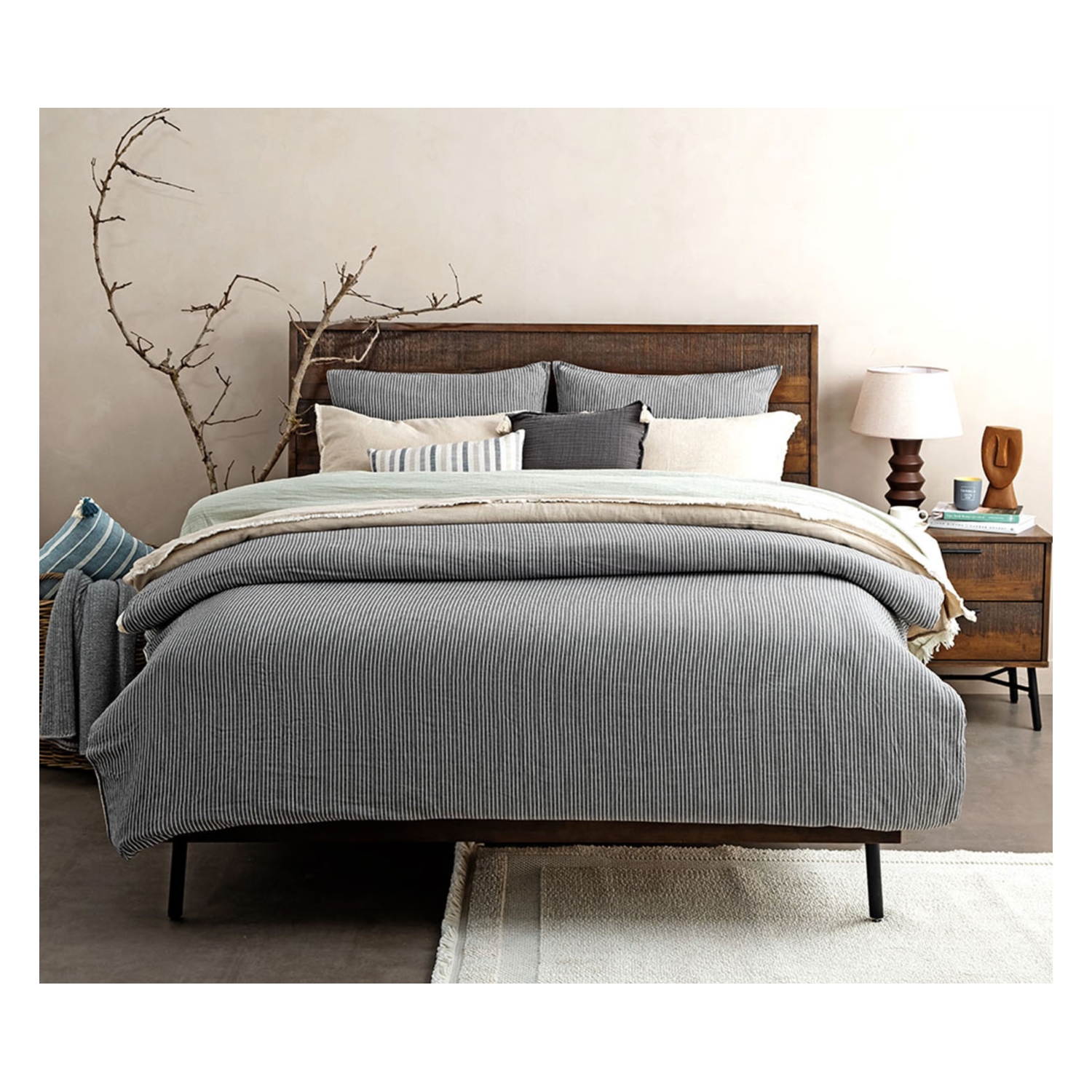 KADE NEVRESİM SETİ ÇİFT KİŞİLİK ANTRASİT 200X220