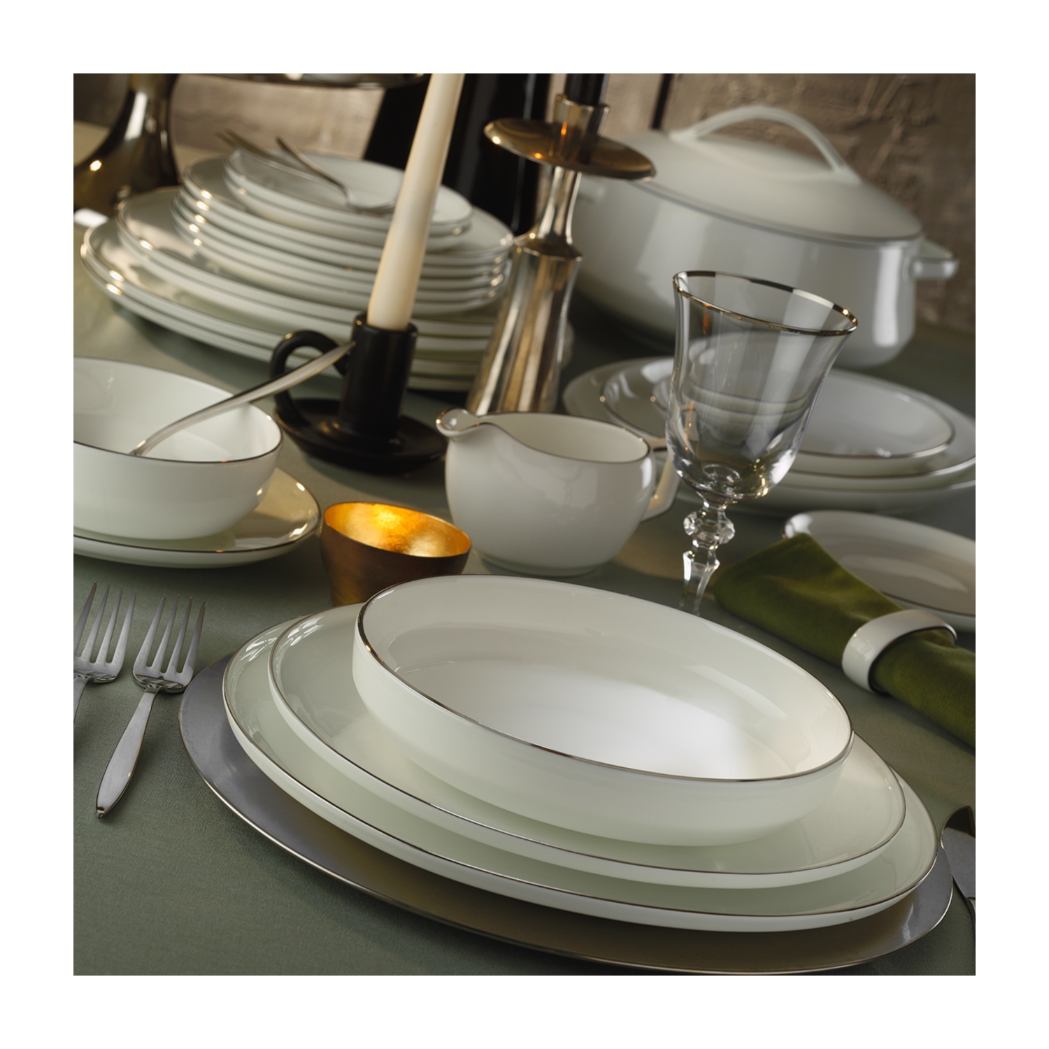 EVALIZA LUXURY SHINY PLATINIUM 60 PARÇA YEMEK TAKIMI