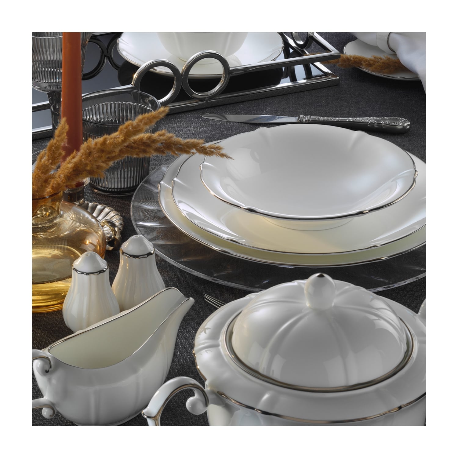 EVALIZA NOSTALGIA PLATINIUM 60 PARÇA YEMEK TAKIMI