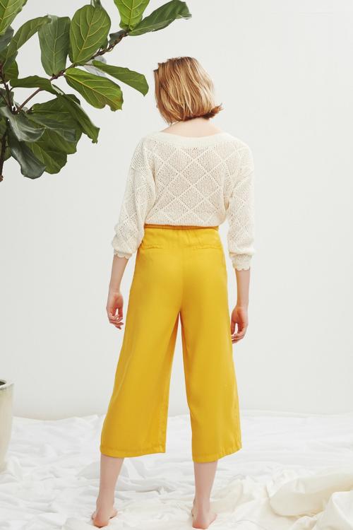  YÜKSEK BEL CROPPED DÜĞMELİ PANTOLON