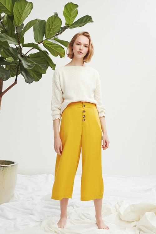  YÜKSEK BEL CROPPED DÜĞMELİ PANTOLON