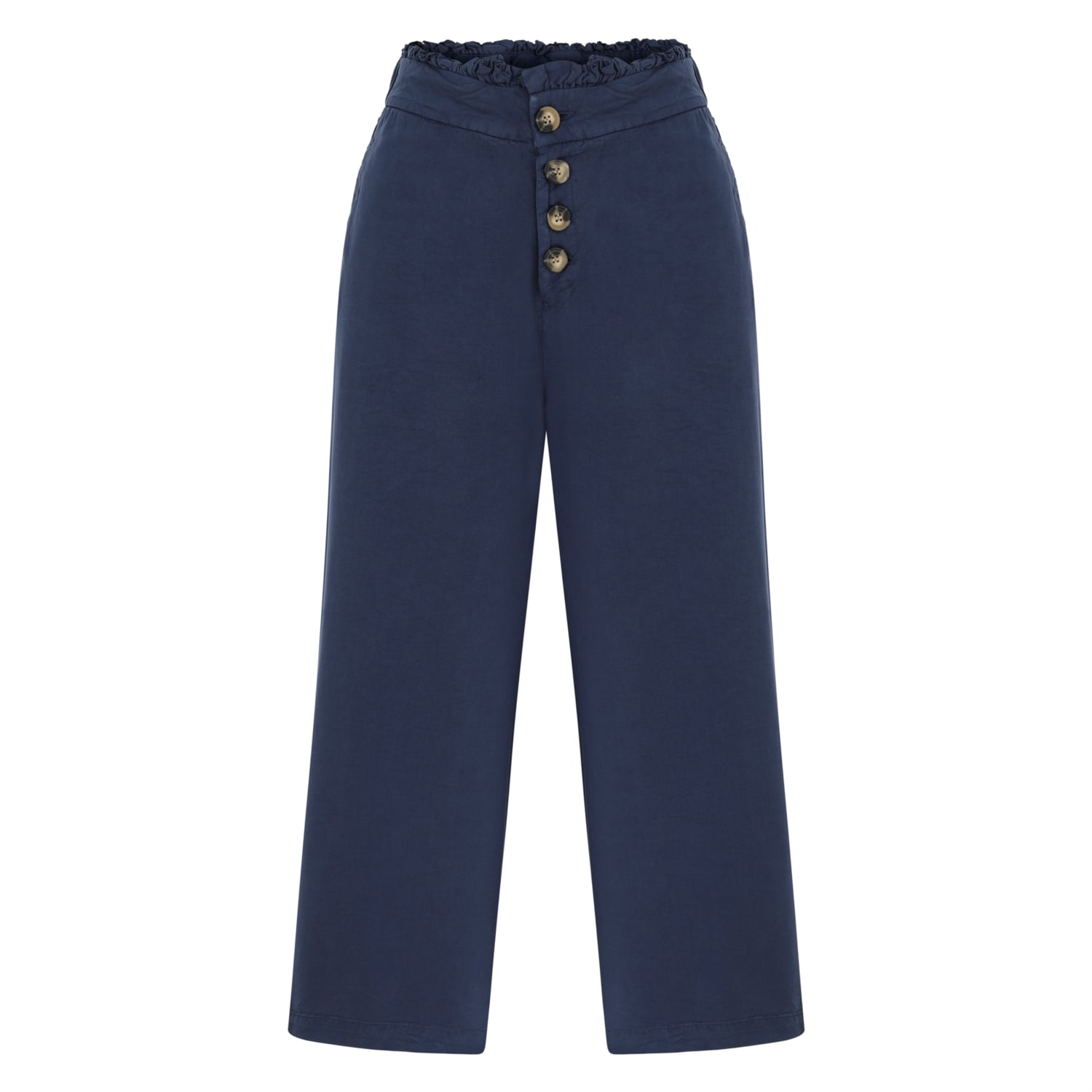 YÜKSEK BEL CROPPED DÜĞMELİ PANTOLON