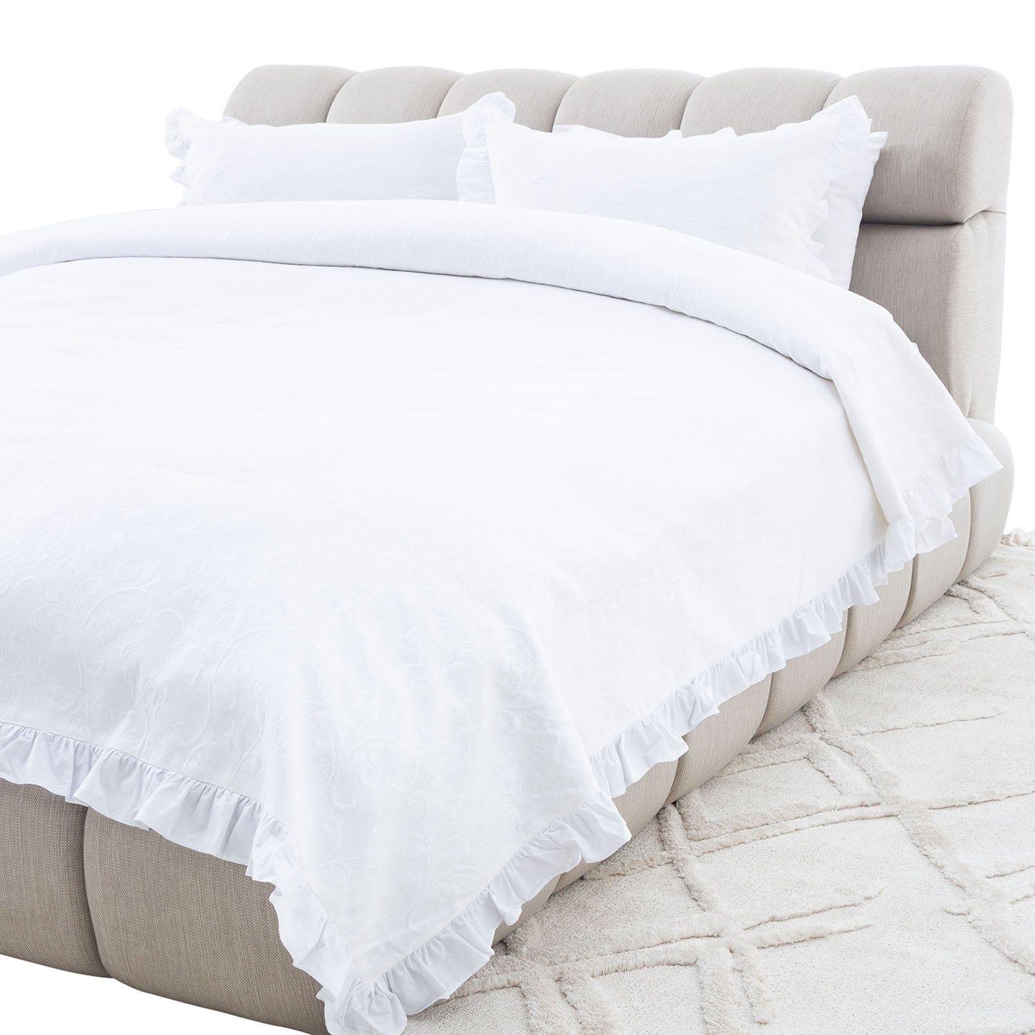 BELL ÇİFT KİŞİLİK YATAK ÖRTÜSÜ TAKIMI BEYAZ 240X240