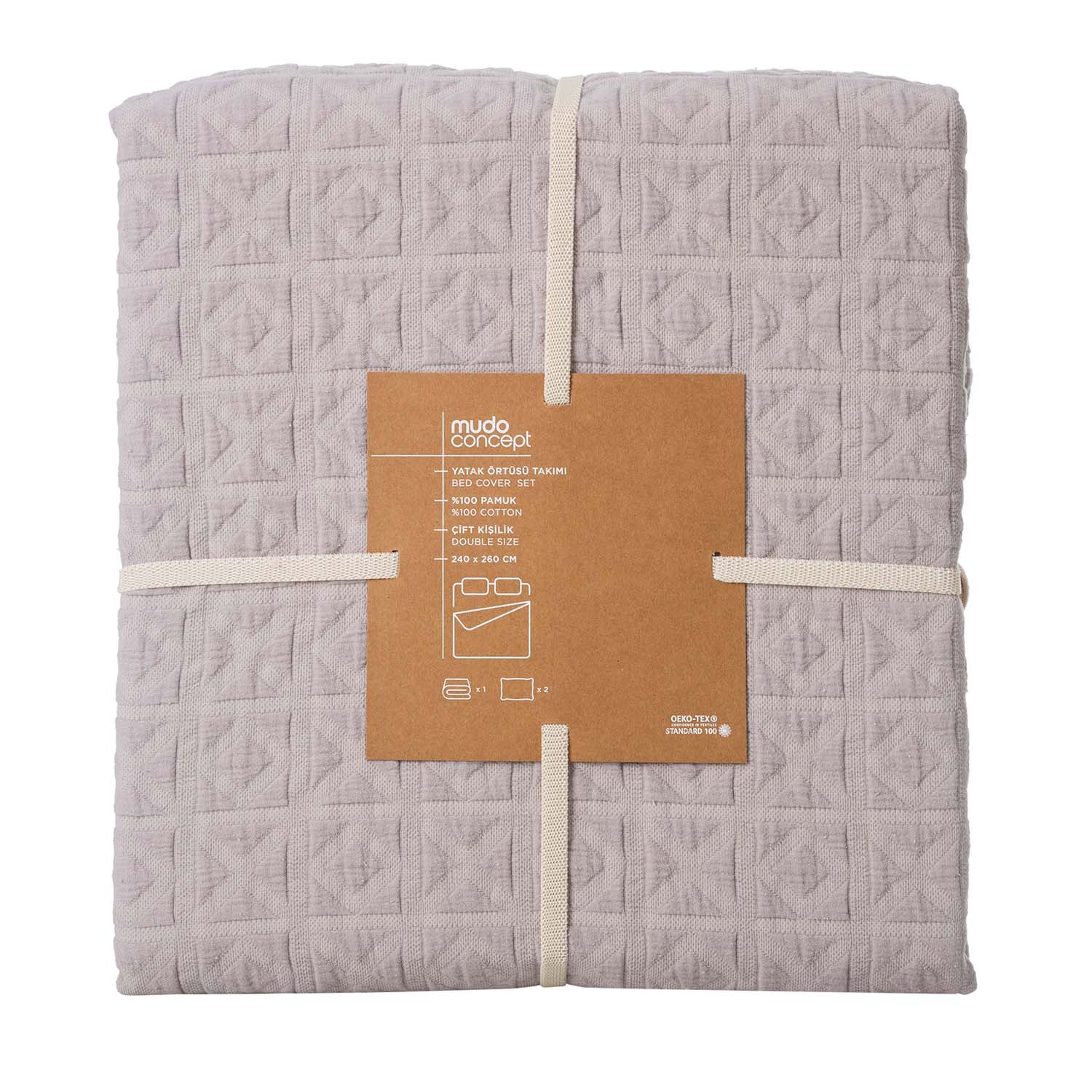 NIKO YATAK ÖRTÜSÜ TAKIMI ÇİFT KİŞİLİK AÇIK GRİ 240X260