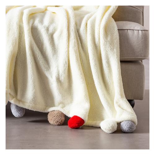  PONPONLU DİZ ÜSTÜ BATTANİYE MULTİ 130X160