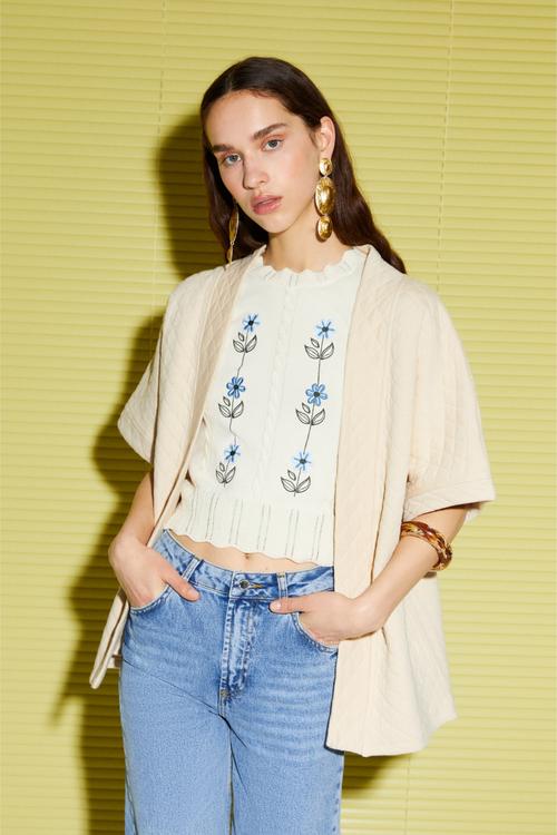  KAPİTONELİ KISA KOLLU KİMONO