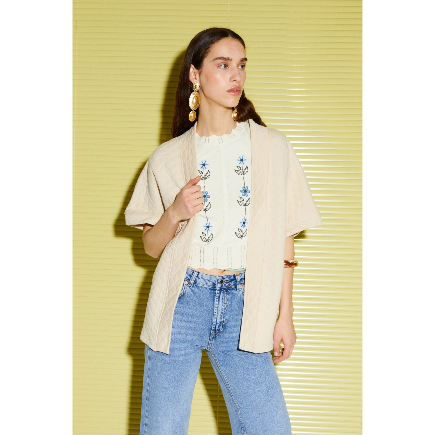 KAPİTONELİ KISA KOLLU KİMONO