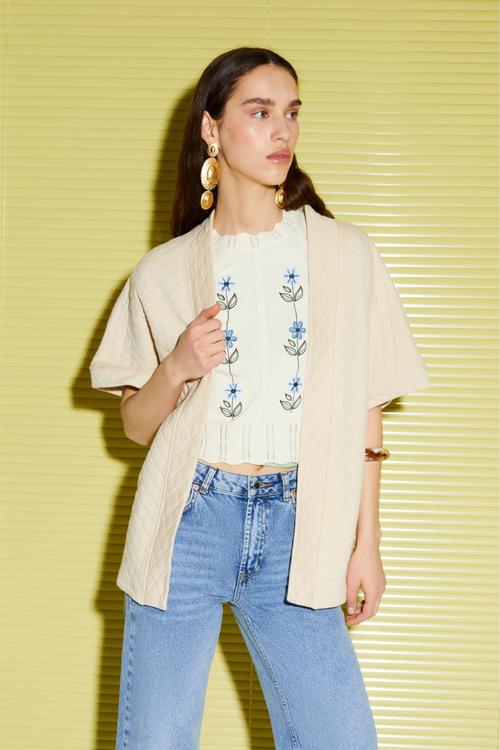  KAPİTONELİ KISA KOLLU KİMONO