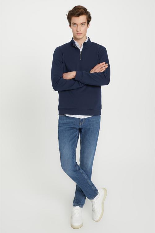  DİK YAKA FERMUARLI SWEATSHIRT