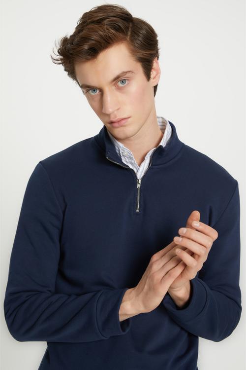  DİK YAKA FERMUARLI SWEATSHIRT