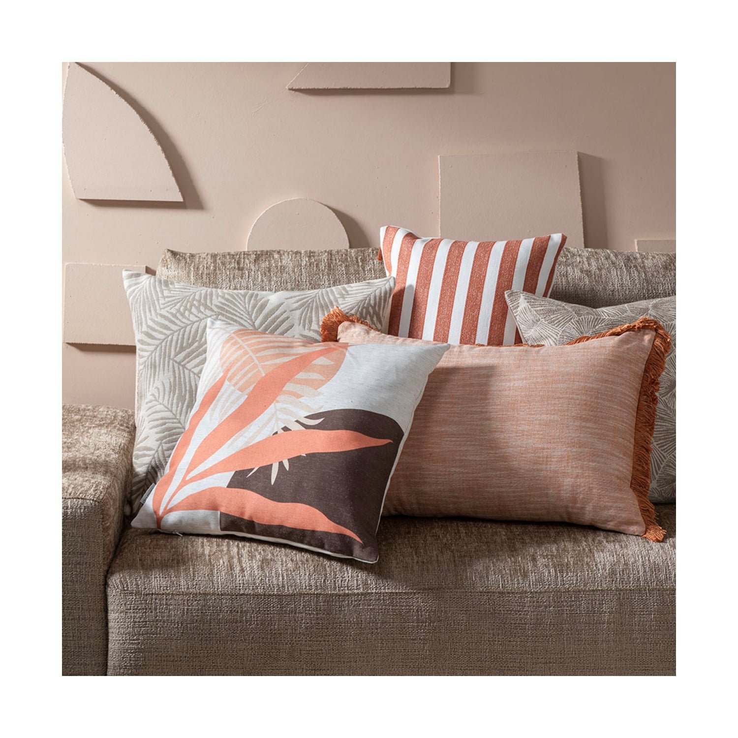 BELLA LEAF KIRLENT BEJ 50X50