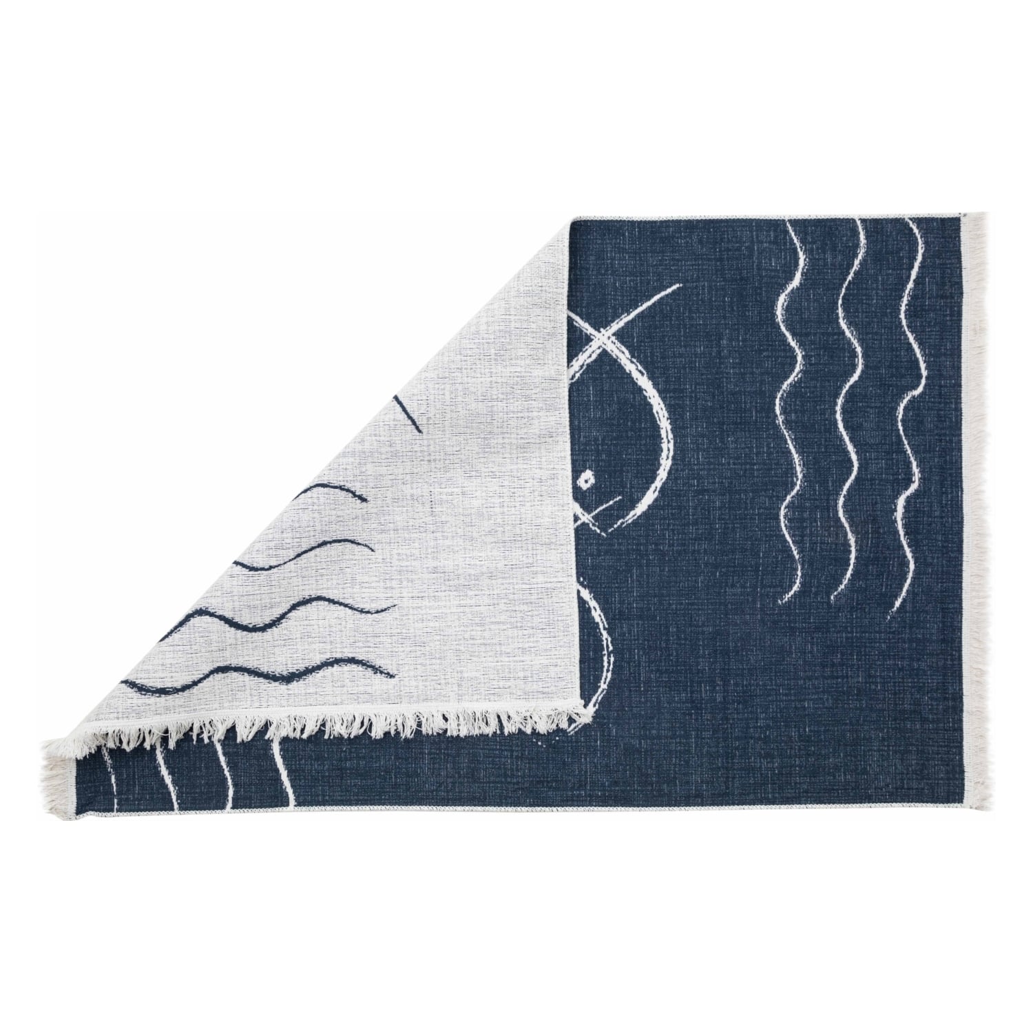 LARISSA FISH ÇİFT TARAFLI HALI LACİVERT BEYAZ 120X180