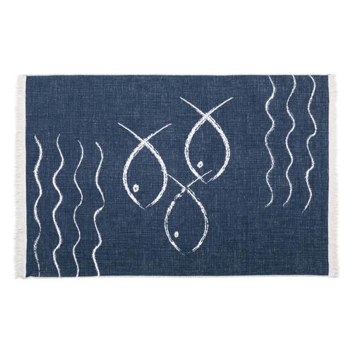LARISSA FISH ÇİFT TARAFLI HALI LACİVERT BEYAZ 120X180