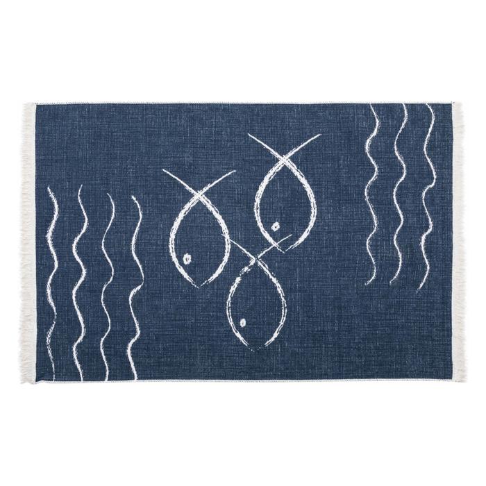 LARISSA FISH ÇİFT TARAFLI HALI LACİVERT BEYAZ 120X180